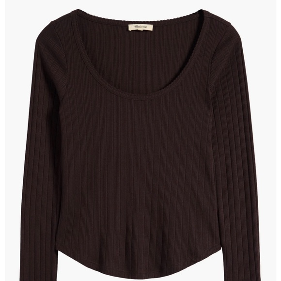 FINAL PRICE (consigning soon) Madewell Pointelle Long Sleeve Tee in Dark Carob - Picture 1 of 4